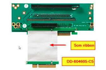 2U riser with Express 16X slot and 8X slot on ribbon