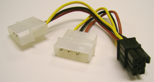 PCI-Express Card 6-pin power adapter converted from 2 x 4pin Molex connectors(10 pcs in a bag)
