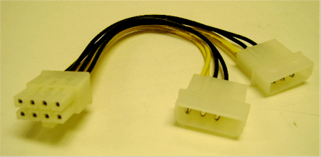 Coverter from 2 x Molex  male connector to a single 8-pin male connector