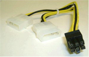 PCI-Express Card 6-pin power adapter converted from 2 x 4pin Molex connectors