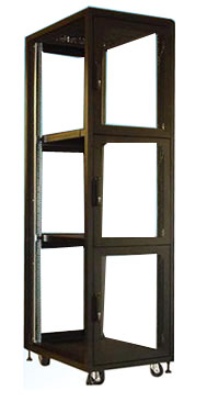 42U Cabinet w/3 x Front doors, 23.5x35.5x84"(h), Black only, 330 lbs
