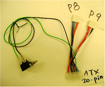 ATX- to- AT  power converter (from 20-pin connector to  AT connector with P8 and P9 connectors)