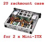 2U rackmount for Dual Mini-ITX MB, 8 x 3.5/2.5" HDD Trays, NO PSU