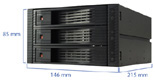 SATA II/III Tray-less for 3 x HDD's in 2 x 5.25" bay space, Aluminum