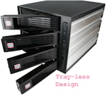 SATA II Tray-less for 4 x HDD's in 3 x 5.25" bay space, Aluminum