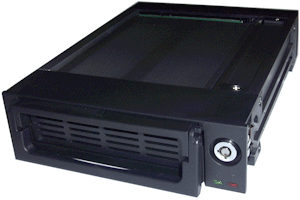Aluminum SATA I or II Mobile Rack w/1 fan, Black only, 7.6" deep only, no HDD access LED