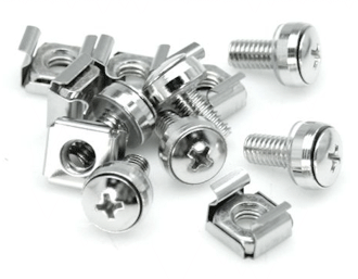 M6 Square Nuts and Screws for 19" Open Racks or Cabinets, 30 pcs each in a bag