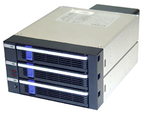 Aluminum 3 x Serial ATA  II/SAS HDD tarys in 2 x 5.25" bay space, with HDD access LED's
