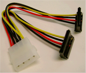 Molex to Dual 90-degree SATA power Adapter