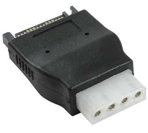 Adapter with SATA male  to  Molex female(converting SATA power to regular  Molex power connector)