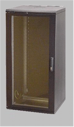 18U wallmount, 23.6"W x 15.75"D x 36.75"H, with fixed railng, 135lbs